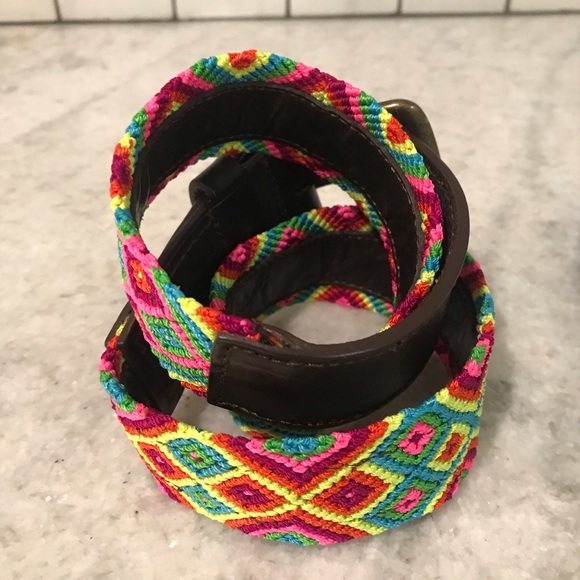 Chiapas Woven Belt Eclectic Array Womens Small Cotton Candy Boho Multi Color - Picture 2 of 8